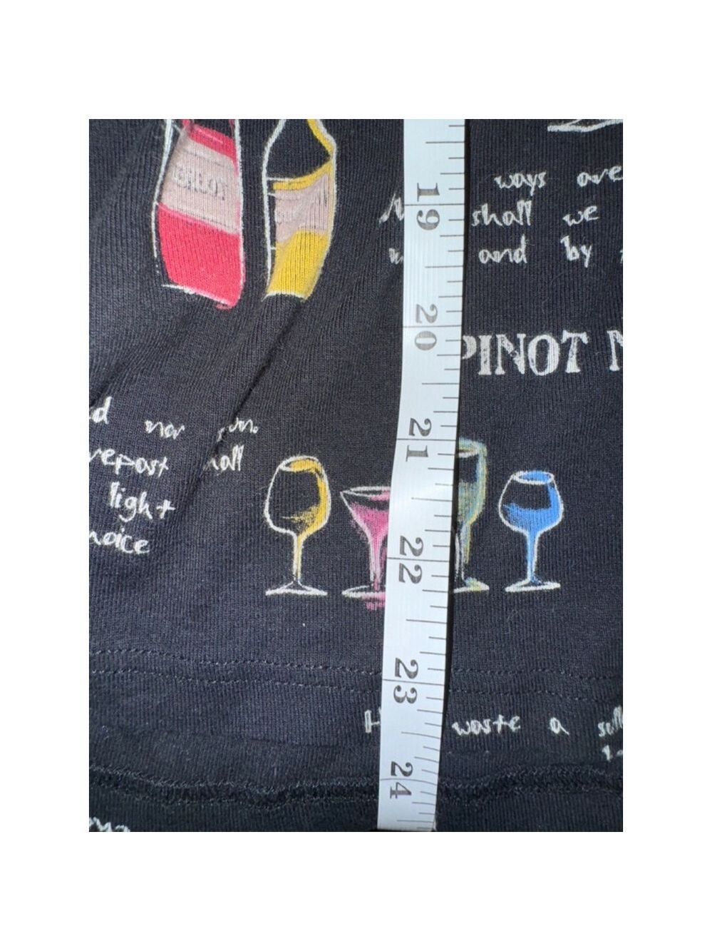 Jess & Jane Black Wine Print Long Sleeve Shirt Large - Picture 13 of 16